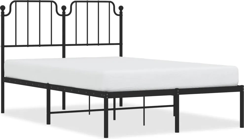 vidaXL fekete fém ágykeret fejtámlával 120 x 200 cm