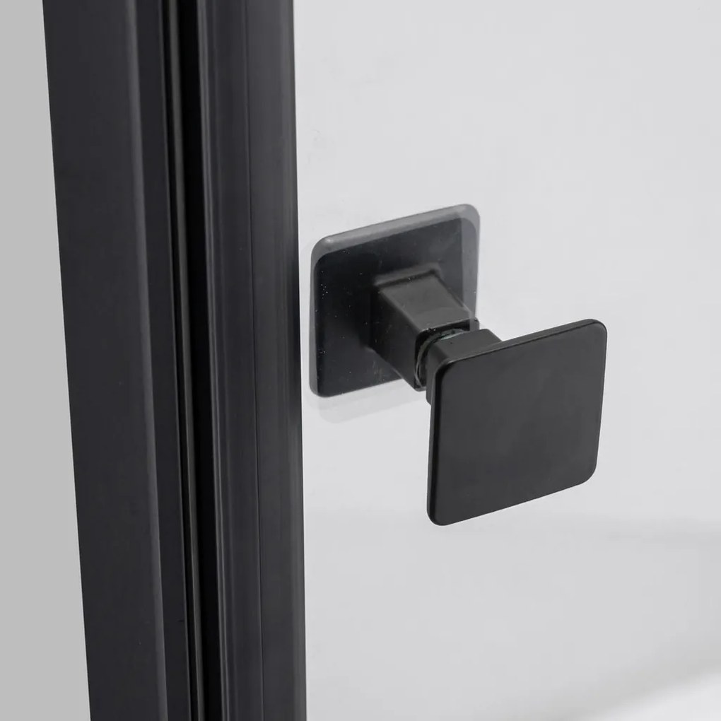Stuxi Bari Black 100 cm széles egyszárnyú nyíló zuhanyajtó, 6 mm vízlepergető üveggel, matt fekete profillal, 195 cm magas