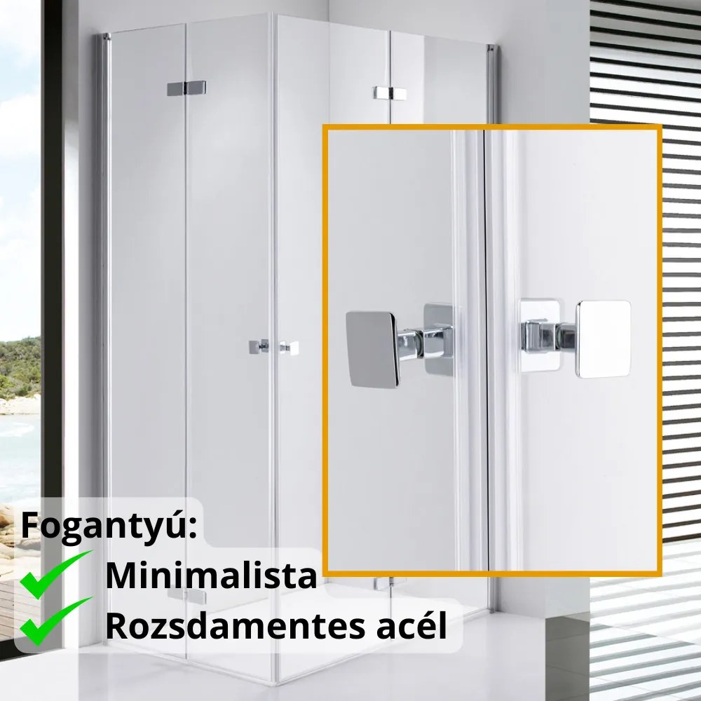 Stuxi Verona Duo 90x100 aszimmetrikus két csuklóajtós zuhanykabin 6 mm vízlepergető üveggel, króm