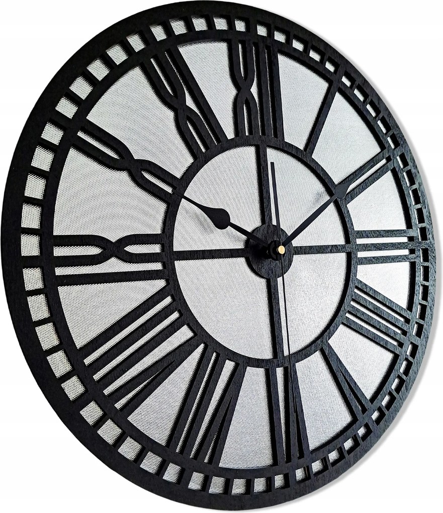 Dekoratív Falióra, Vintage, Loft, Ezüst/fekete, Római Számok