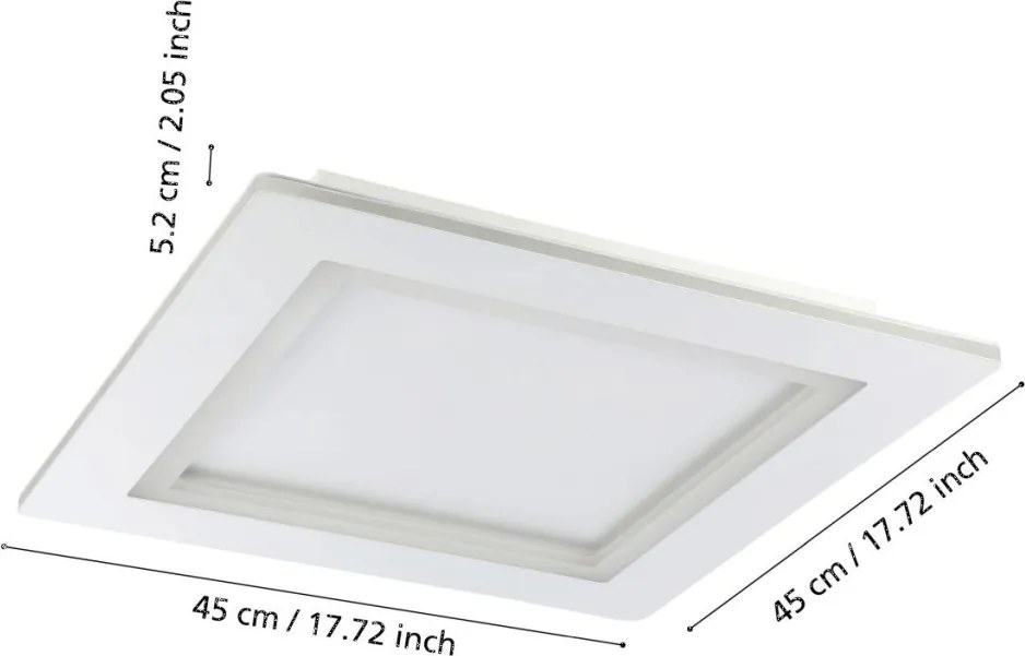 EGLO 900483 PADROGIANO-Z Négyzetes Mennyezeti Lámpa Fehér LED IP20