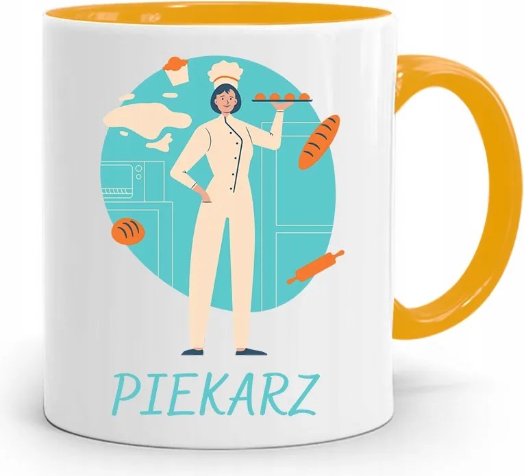 Sárga Bögre Ajándék Szakácsnak Pék Nyomtatott Fotóval