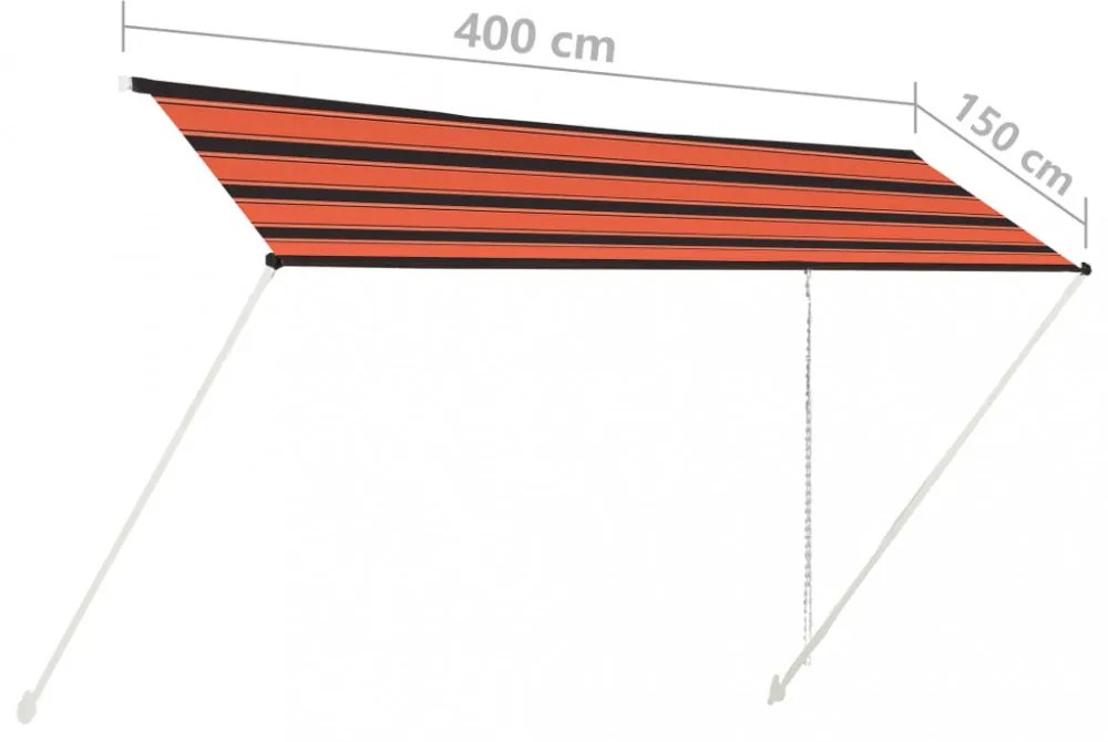 narancssárga és barna feltekerhető napellenző 400 x 150 cm