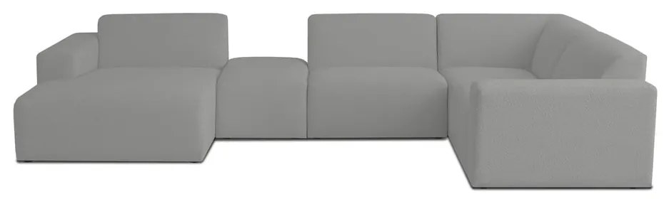 Szürke buklé sarokkanapé (U alakú) Roxy – Scandic