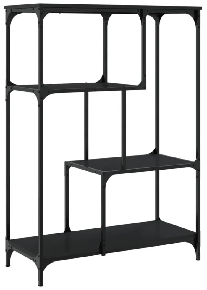 fekete szerelt fa és acél könyvespolc 81x36x115 cm