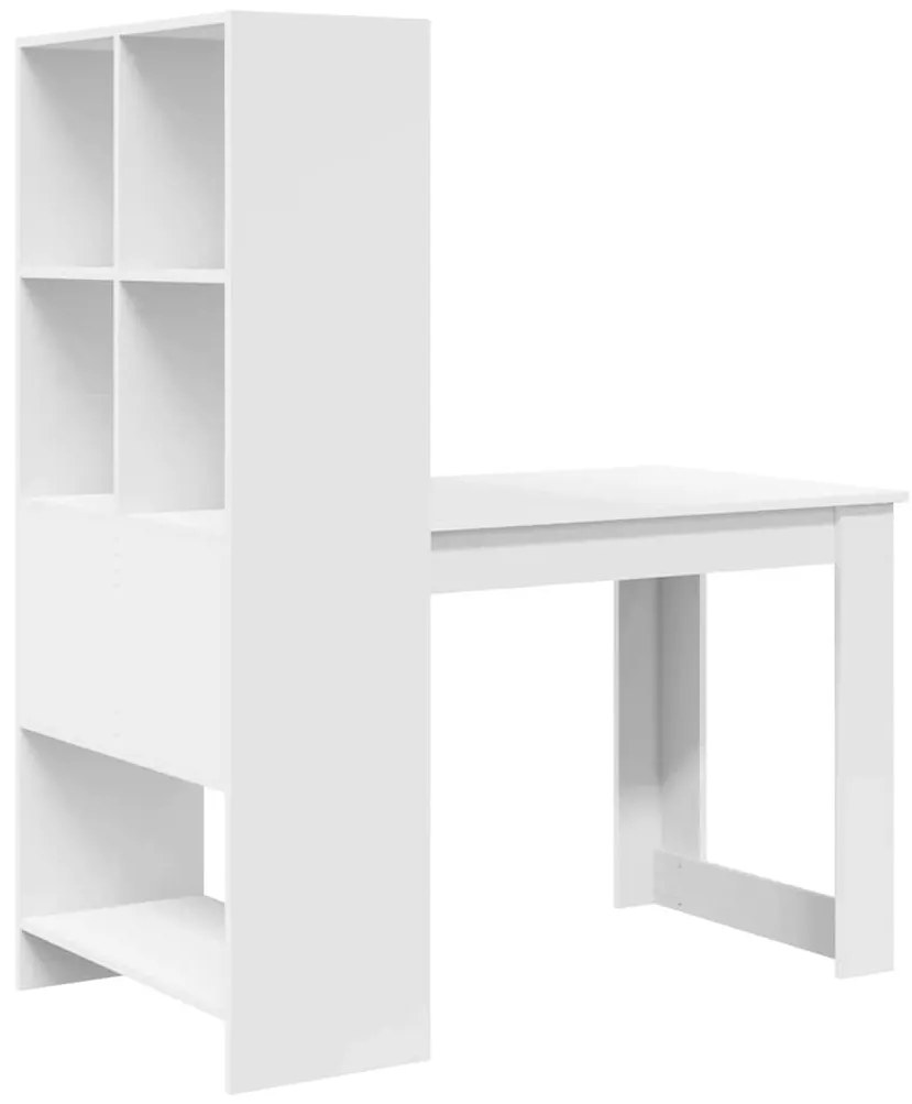 Asztal polcokkal tárolóval Fehér 122 x 67 x 145 cm Faanyag