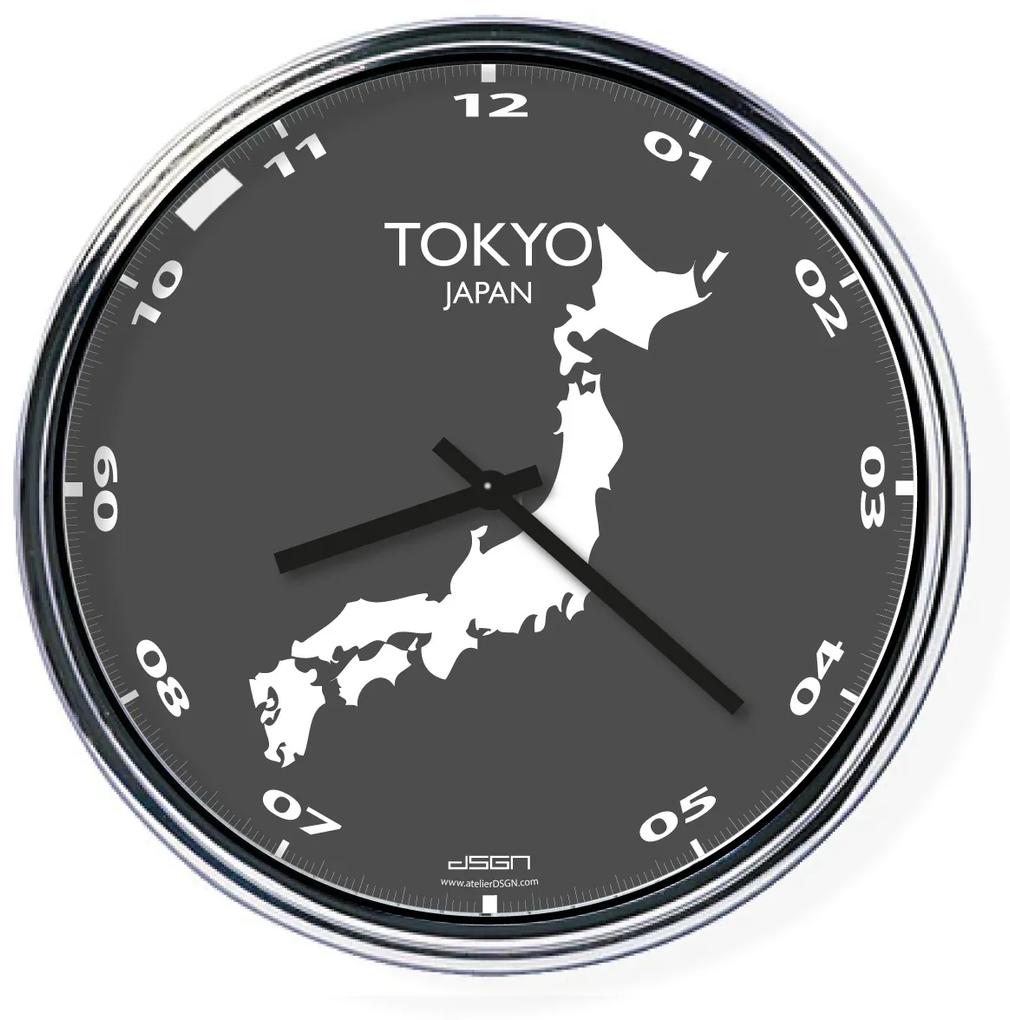 Irodai falióra (világos vagy sötét) - Tokió / Japán, átmérő 32 cm | DSGN, Výběr barev Tmavé