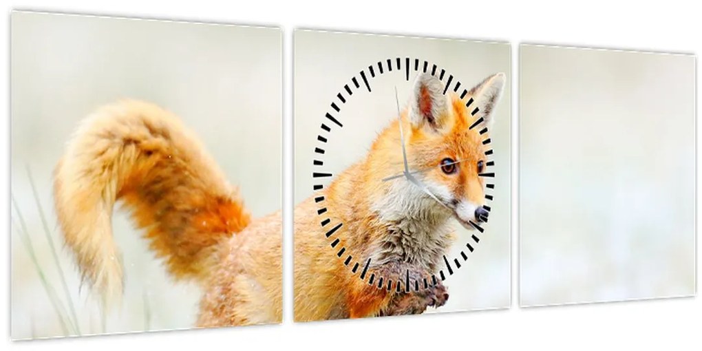 Kép - Ugró róka (órával) (90x30 cm)