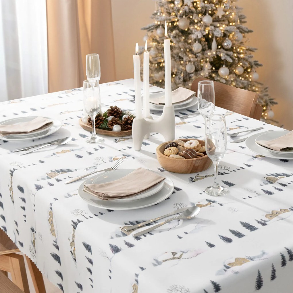 Goldea karácsonyi teflonbevonatú asztalterítő - téli táj 120 x 160 cm