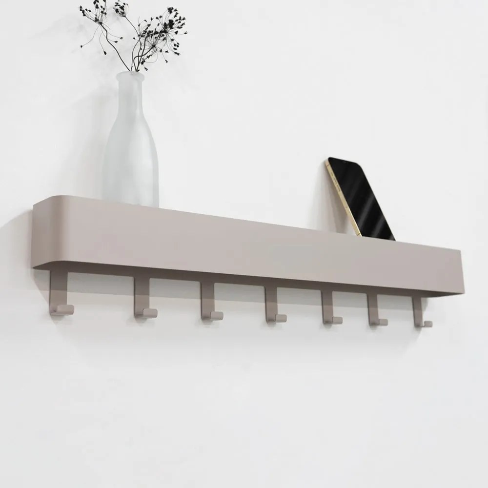 Szürkésbarna fém fali fogas polccal 72 cm Dax Play – Spinder Design