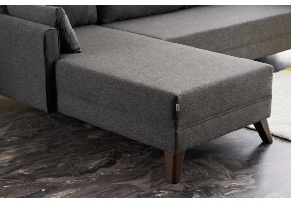 RIGA L-alakú sarokkanapé, antracit, balos kivitel