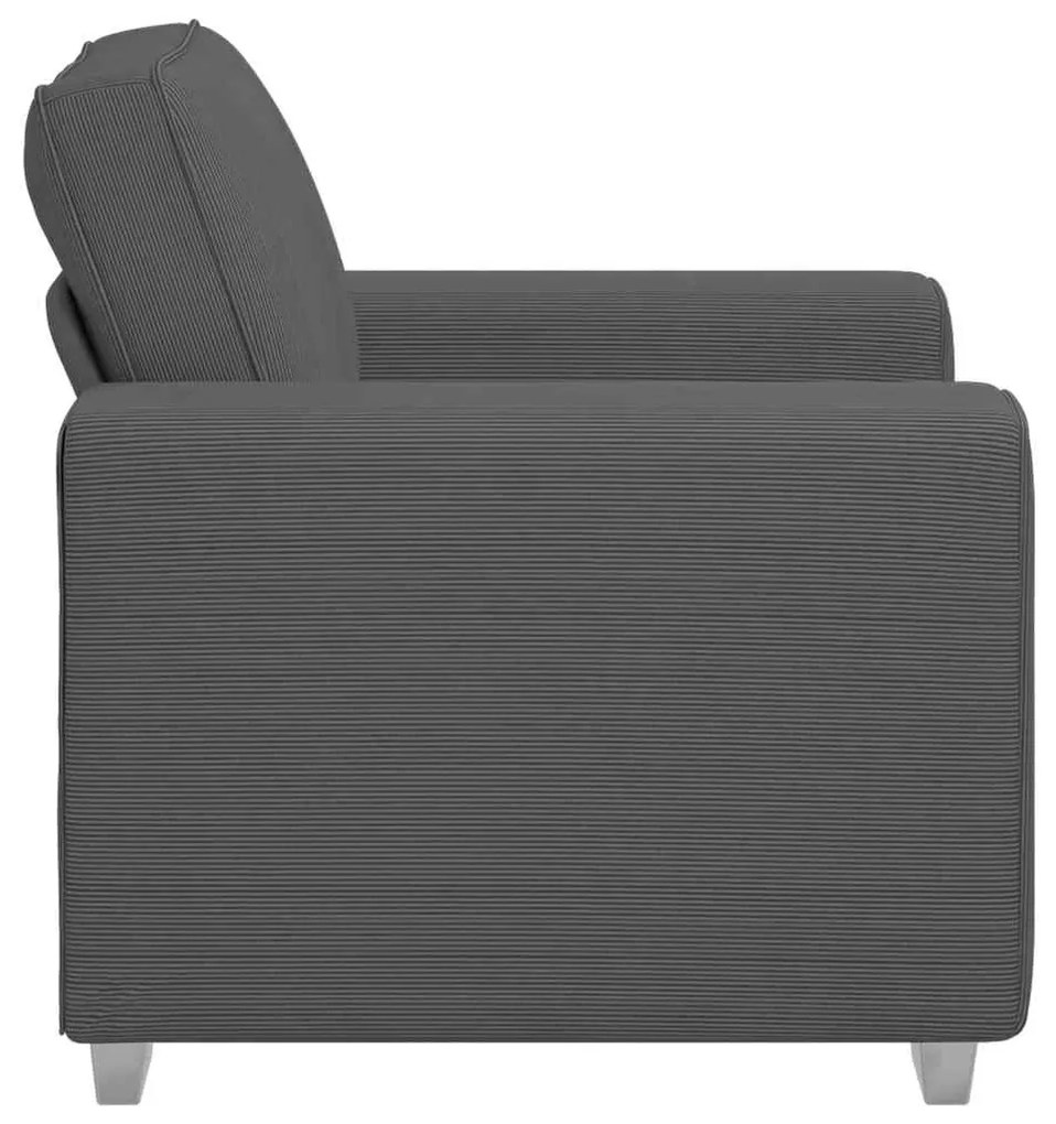 sötétszürke kordbársony szövet kanapéfotel 60 cm
