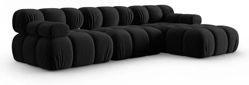 Fekete bársony kanapé 285 cm Bellis – Micadoni Home