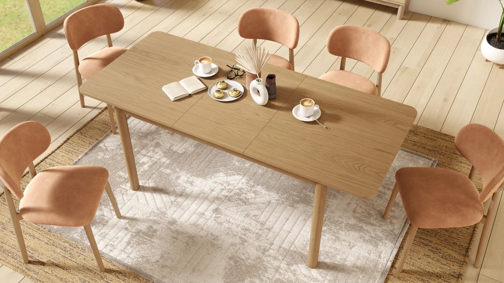 MAZZONI EXPORT ALMO Terrakotta (Danny 204 szövet)/lakkozott tölgyfa váz - RETRO FA SZÉK NAPPALIBA ÉTKEZŐBE KONYHÁBA