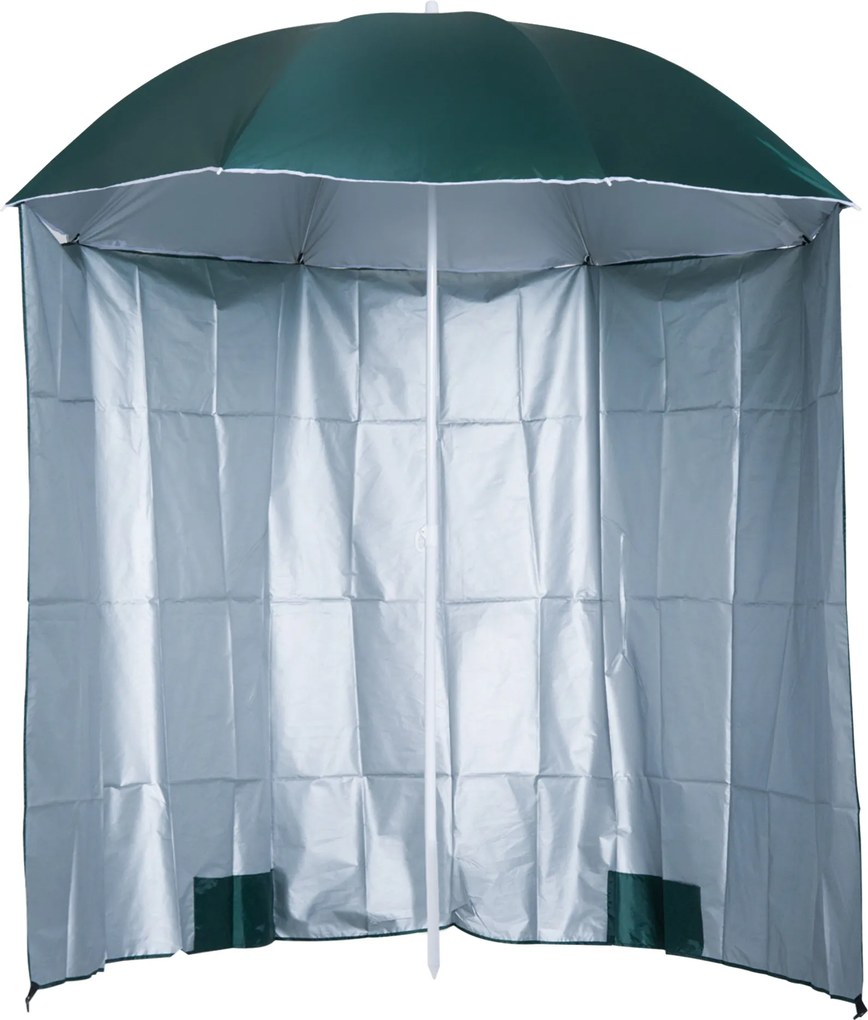 Outsunny Napernyő Strandernyő Napvédelem Oldalfallal Poliésterből Sötét Zöld 2.2 x H2.2m | Aosom