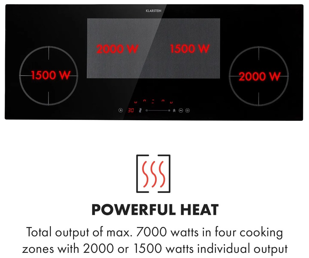 Klarstein Delicatessa 90 Slim, beépített főzőlap, 7000 W, 4 zóna, önálló