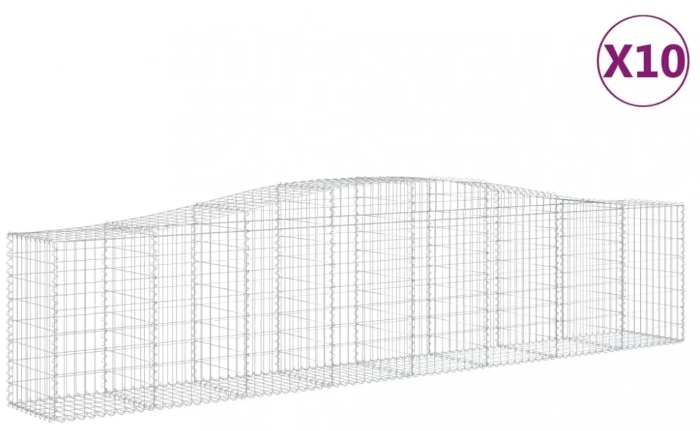 vidaXL 10 db íves horganyzott vas gabion kosár 400x50x80/100 cm