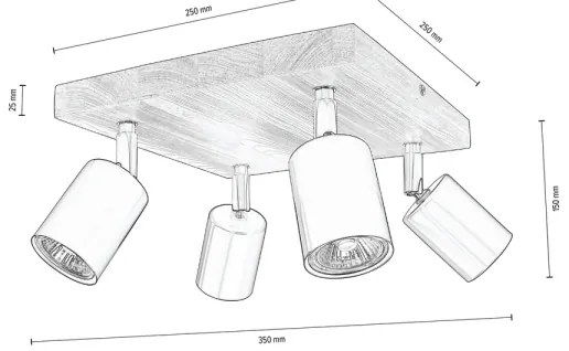 Spot-Light DO2910456 - MANARA mennyezeti spotlámpa 4xGU10/5W/230V fenyő