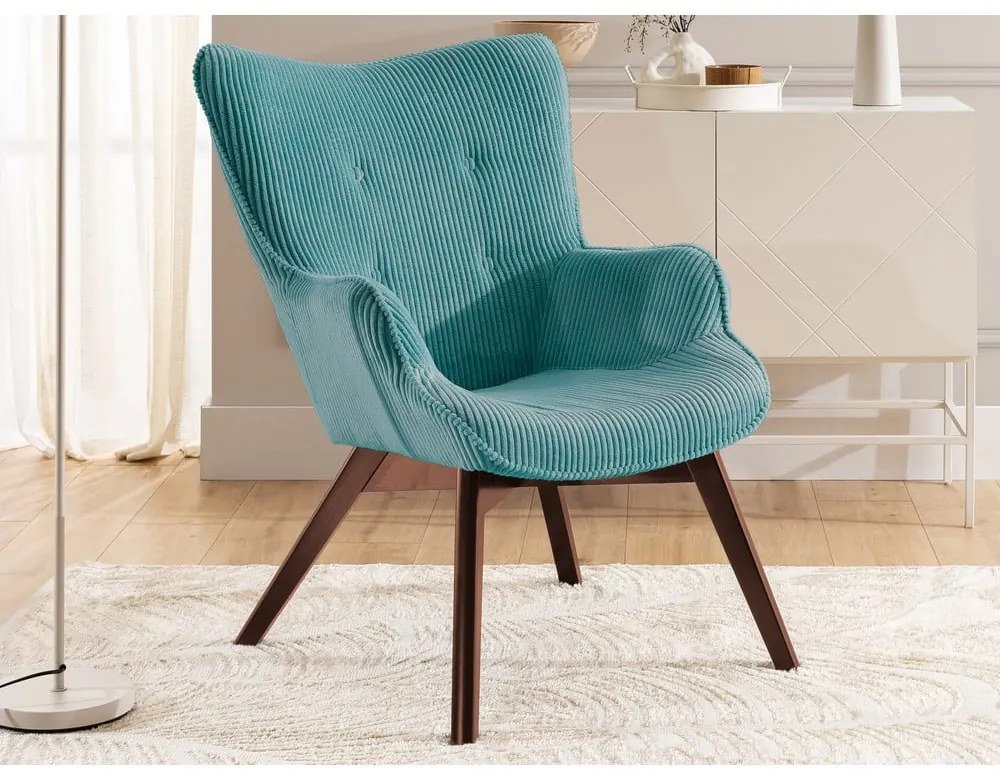 Türkiz kordbársony fotel Niko – Ropez