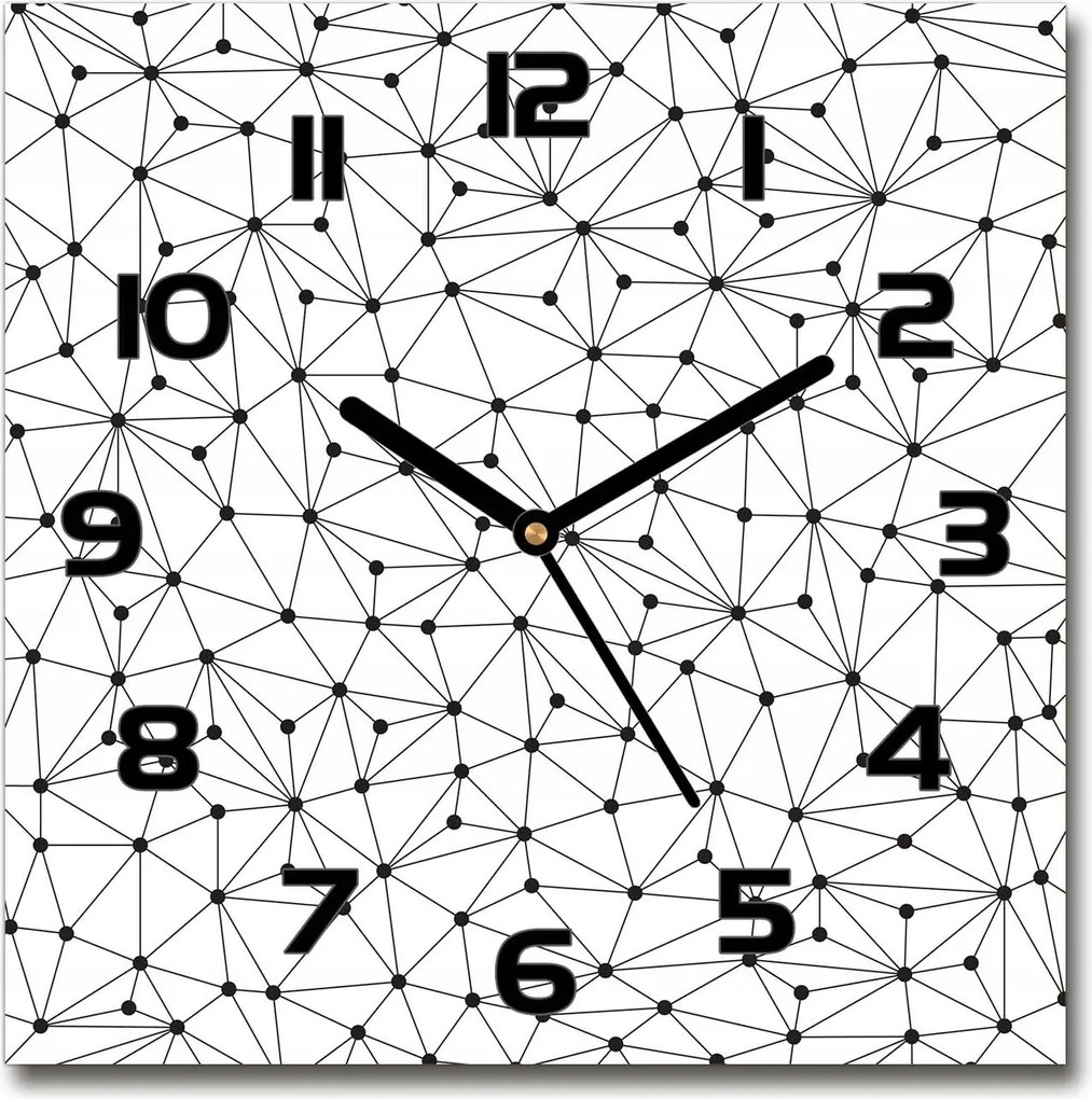 Négyzet alakú üveg falióra Vonalak és körök 30x30 cm