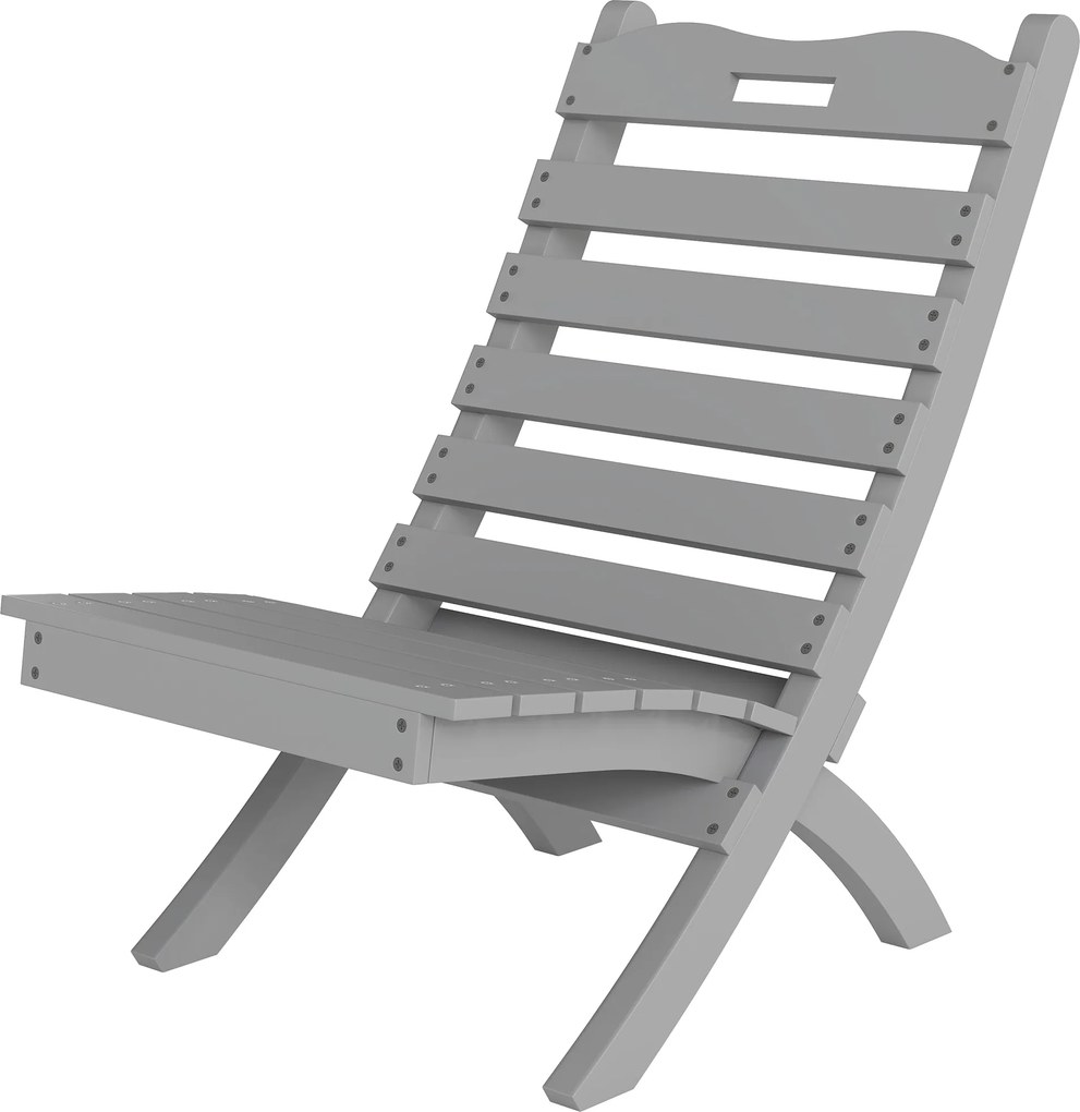 Outsunny Fa Kerti Szék Kültéri Szék Rácsos Kialakítással és Dőlt Háttámlával, 120 kg Teherbírás, Erkélyhez, Teraszra, 78x48x76 cm, Szürke | Aosom