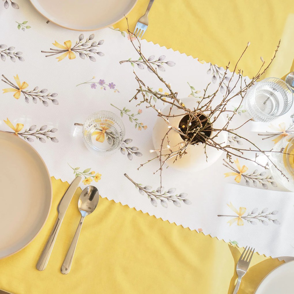 Goldea tavaszi teflonbevonatú asztali futó - barka mintás 35x140 cm