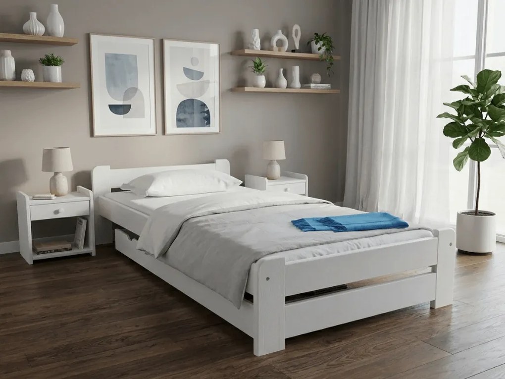 Emily ágy 80x200 cm, fehér Ágyrács: Léces ágyrács, Matrac: Coco Maxi 20 cm matrac