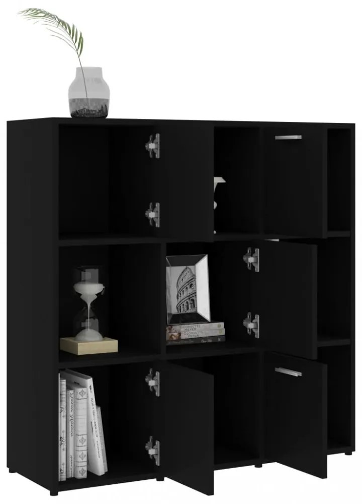 fekete szerelt fa könyvszekrény 90 x 30 x 90 cm