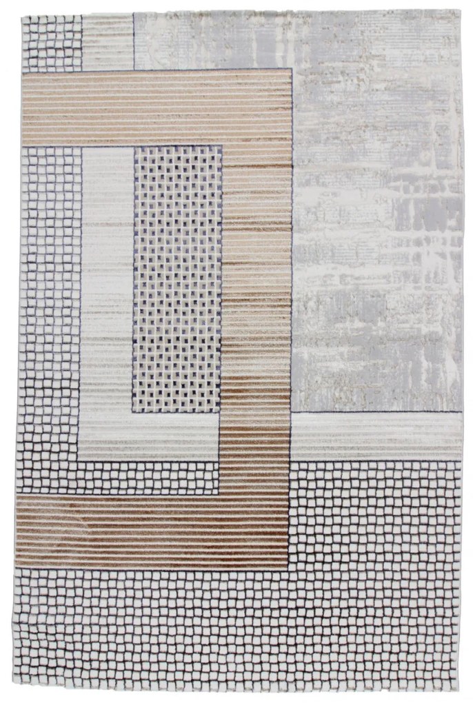 Modern szőnyeg bézs barna kék DIANA 200x300 gépi modern szőnyeg nappaliba