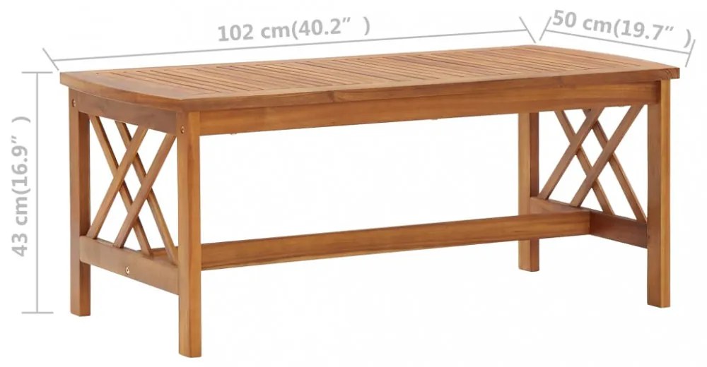 tömör akácfa dohányzóasztal 102 x 50 x 43 cm