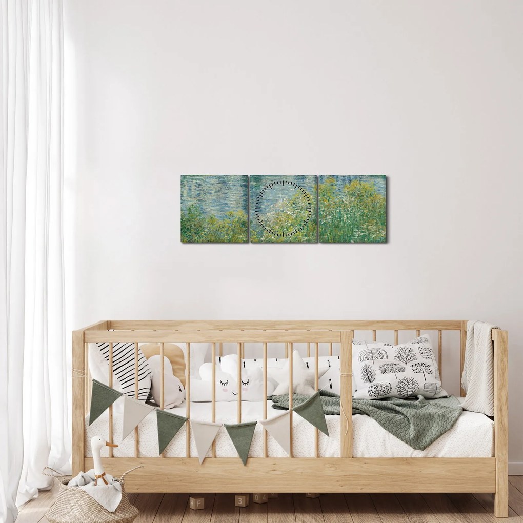 Kép - Claude Monet, Banks of the Seine, reprodukciók (órával) (90x30 cm)