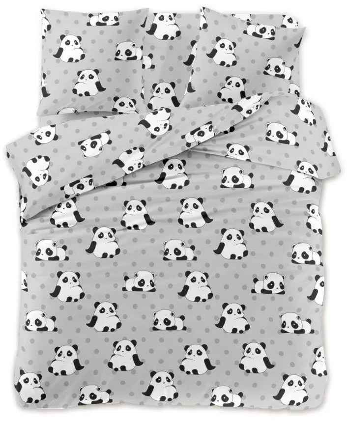 Mikroszálas ágynemű PANDA szürke Ágyneműhuzat mérete: 2 db 70 x 90 cm | 200 x 220 cm