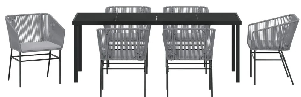 4-es szett Szürke Poli Rattan Standard UV-álló anyagok