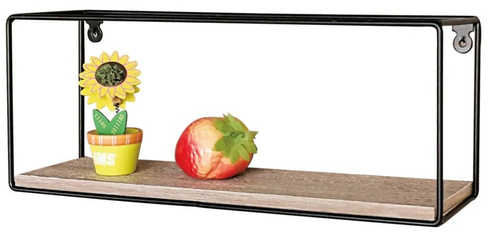 Raft de perete Modern Stejar sau Negru cu Rama de Metal,Material: MDF și Metal P-062