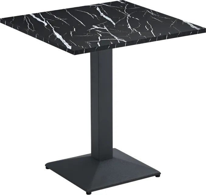 Bisztró asztal, fekete márvány/fekete, 70x70 cm, RINALDO TYP 1