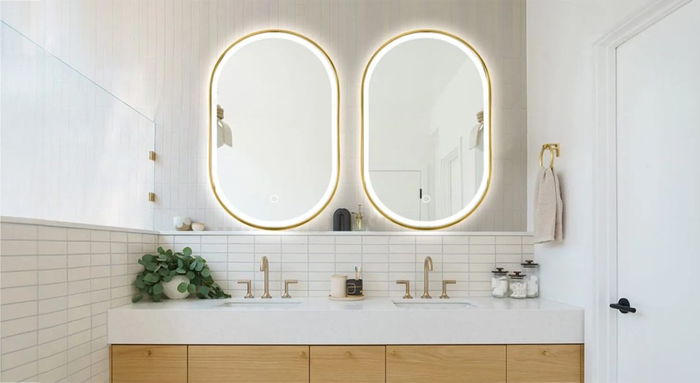 Tükör LED OLL 60x90 cm Brush Gold