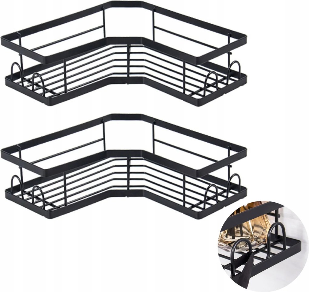 2 Db Akasztós Polc Öntapadós Loft Fali Fürdőszoba Zuhany