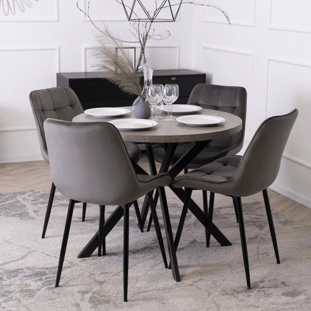 Kihúzható étkezőasztal 90–190 cm méretben, beton/fekete színben LUGO