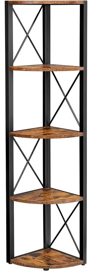 VASAGLE 5 szintes sarokpolc 160x30x30 cm barna és fekete színben