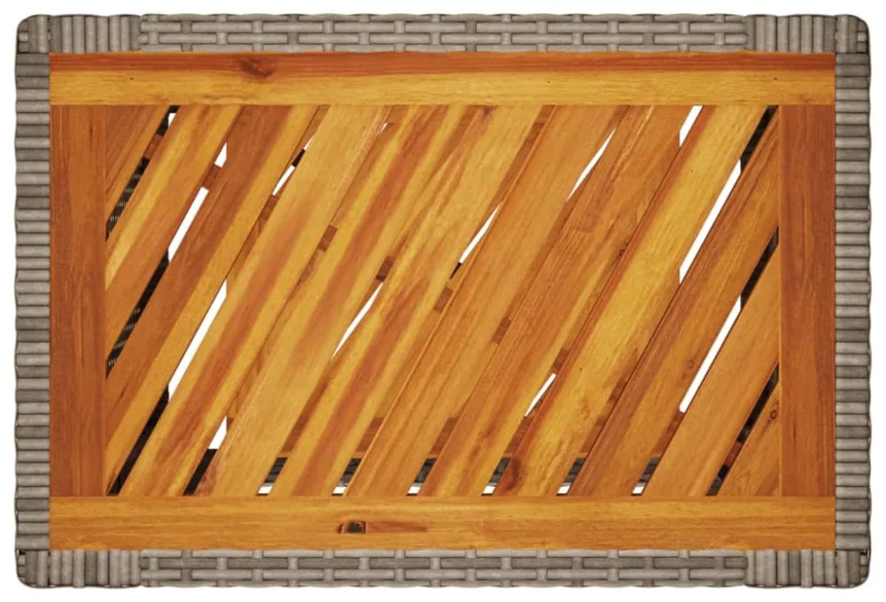 szürke polyrattan falapos kerti kisasztal 60x40x75 cm