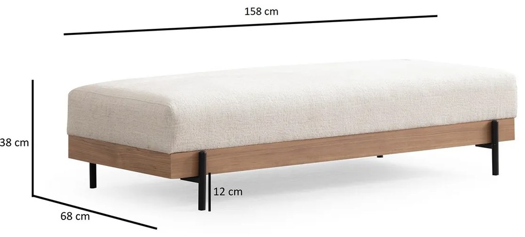 Eti Oak Pouffe White kárpitozott pad