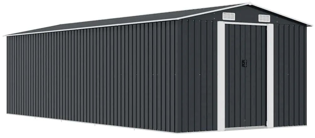 vidaXL antracitszürke fém kerti fészer 257 x 580 x 181 cm