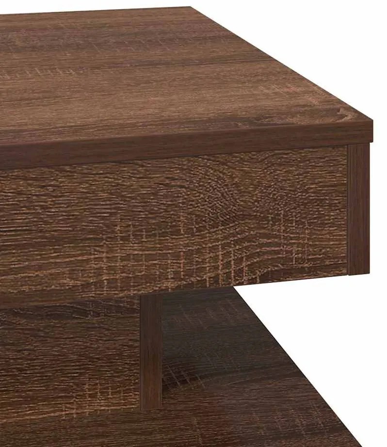 barna tölgy dohányzóasztal 360 fokban forgatható 50x50x34,5 cm