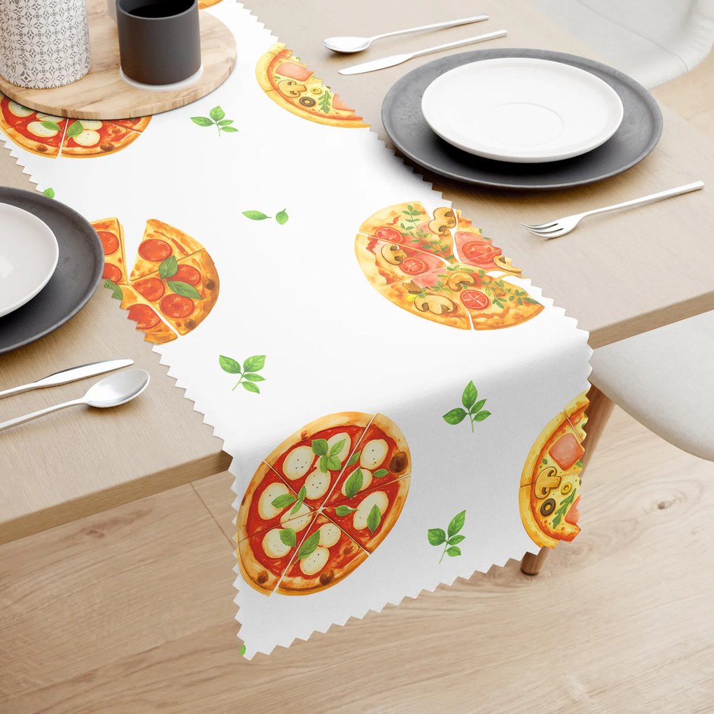 Goldea viaszosvászon asztali futó - ízletes pizza 50x180 cm