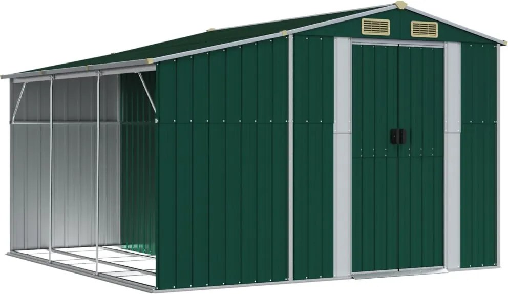 vidaXL zöld horganyzott acél kerti fészer 277 x 279 x 179 cm