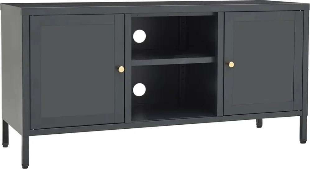 vidaXL antracitszürke acél és üveg TV-szekrény 105 x 35 x 52 cm