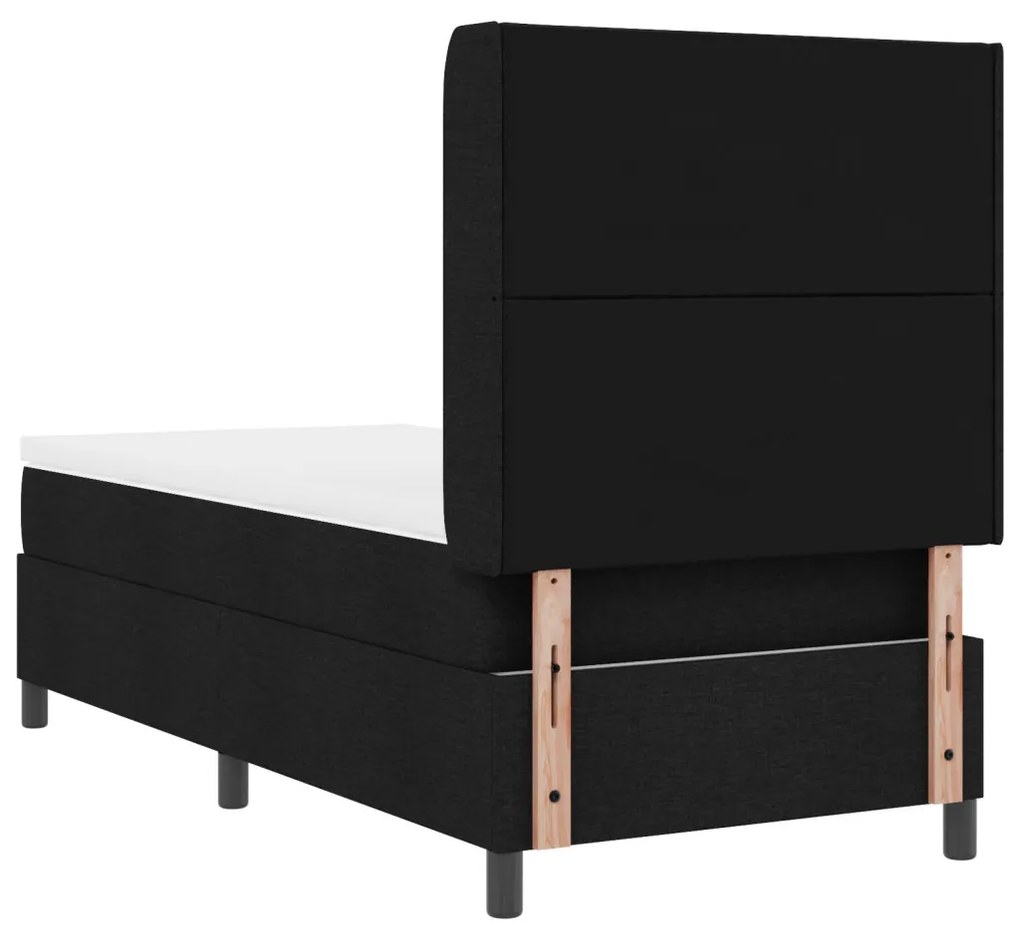 Boxspring Ágy Matraccal és LED Fénnyel Fekete 100x200 cm Szövet