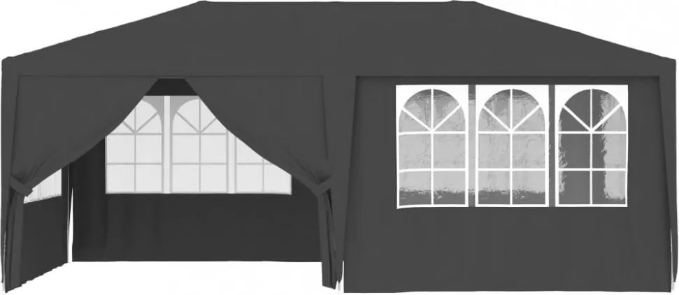 antracitszürke rendezvénysátor oldalfalakkal 4 x 6 m 90 g/m²