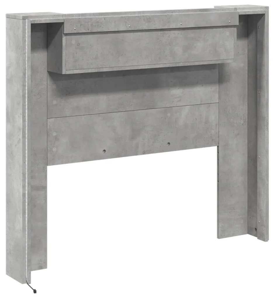 betonszürke áthidalószekrény LED-világítással 120x16,5x103,5 cm