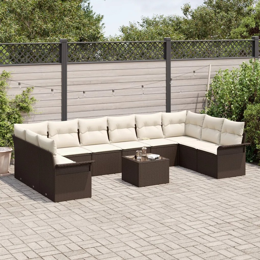 Kerti Kanapé Szett párnával 11 pcs Barna Poli rattan